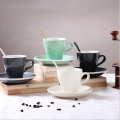 2016Haonai sistema de cerámica de la taza de café de China de hueso de la venta caliente nueva, taza de cerámica y placa debajo de ella, sistema de café de cerámica de la alta calidad
